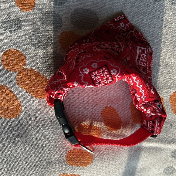 Red Bandana Red Dog Collar Adjustable Custom Made for Dog Leashes - Picture 9 of 12